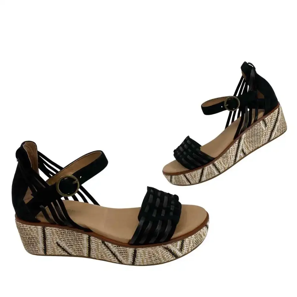Sundance Black Suede Platform Sandals | Size 36 EU